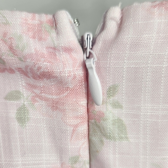 Francesca's Preppy Ellena Tie Strap Ruffle Tiered Midi Milkmaid Dress in Pink M - Picture 12 of 16